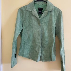 Retro Green Suedessence Leather Button Up Jacket
